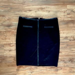 Vince Camuto, black pencil skirt with faux leather detail